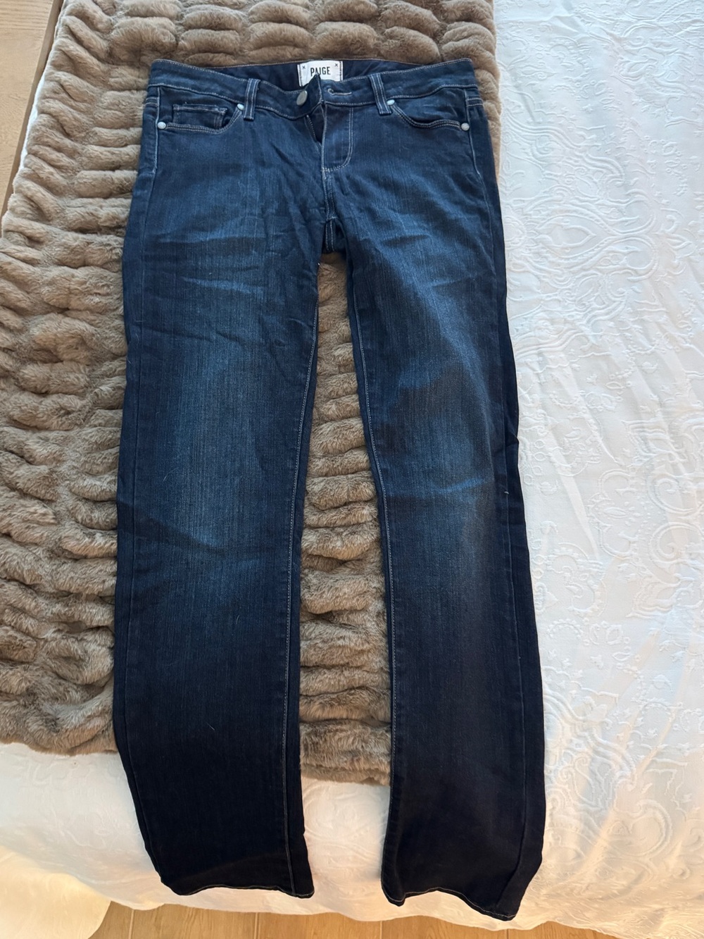 PAIGE Dark Blue Skyline Skinny Leg Denim Jeans